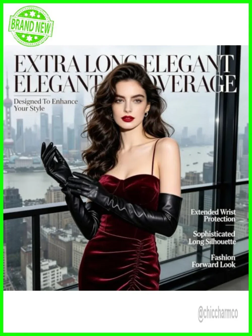 19.6In Faux Leather Opera Gloves for Evening Parties Prom Cosplay Wedding